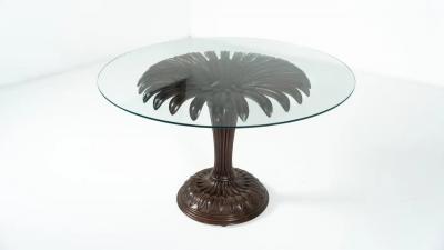 Sunflower Dining Table Wood and Glass Italy 1960s
