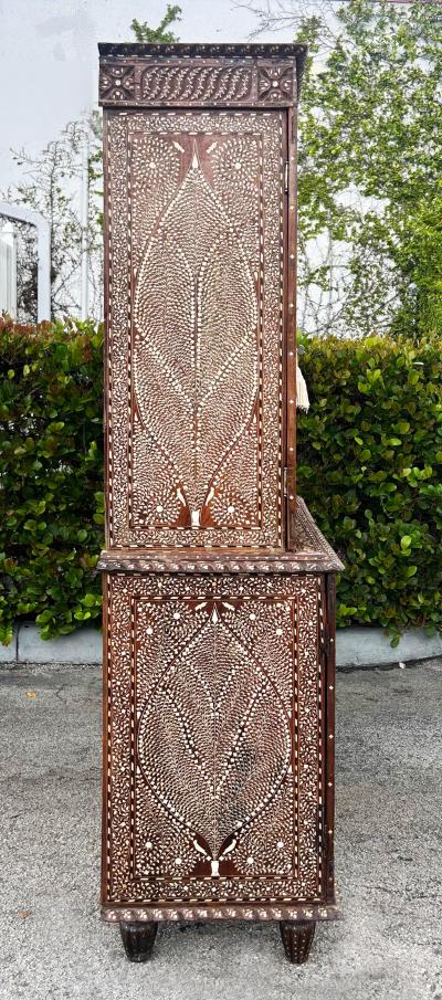 Superb 19th Century Anglo Indian Rosewood Cabinet Intricate Bone Ebony Inlay