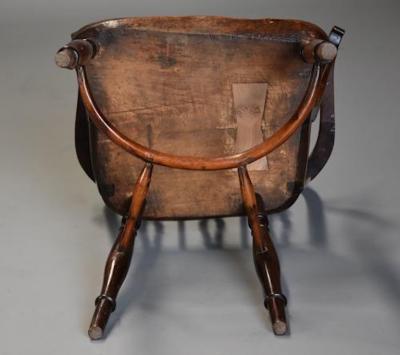 Superb 19th century yew wood Prior low hoop back Windsor armchair