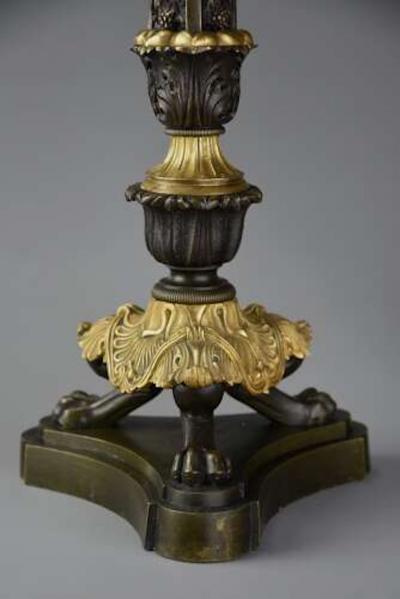 Superb 19thc French R gence style bronze and gilt bronze three branch candelabra