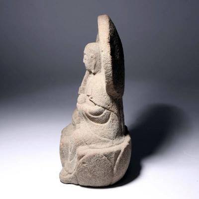 Superb Carved Stone Statue of Jiz Bosatsu Japanese Edo to Meiji