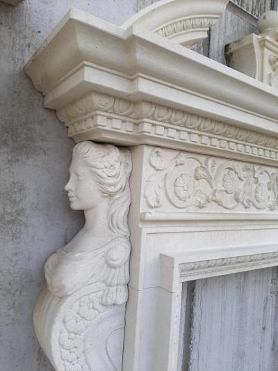Superb Italian Stone Neoclassical Style Fireplace