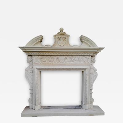 Superb Italian Stone Neoclassical Style Fireplace