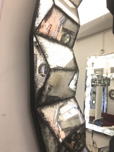 Superb Pair of Old Oxidized Faceted Mirrors