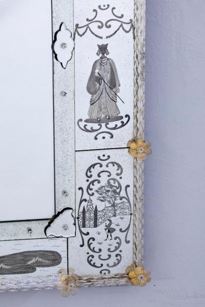 Superb Venetian Etched Murano Glass Mirror