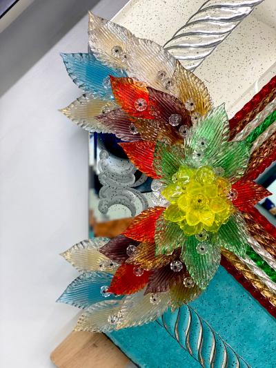Superb Venetian Multicolor Murano Glass Mirror