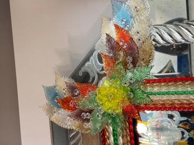 Superb Venetian Multicolor Murano Glass Mirror