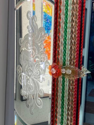 Superb Venetian Multicolor Murano Glass Mirror