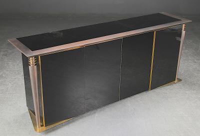 Superb design 4 door cabinet with beautiful gold bronze and brushed steel accent