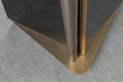 Superb design 4 door cabinet with beautiful gold bronze and brushed steel accent