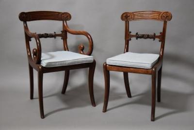 Superb quality set of eight Regency mahogany dining chairs