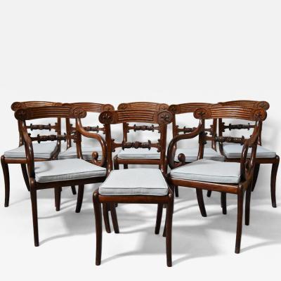 Superb quality set of eight Regency mahogany dining chairs
