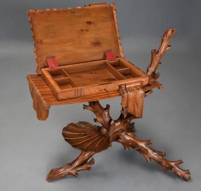 Superb rare late 19thc Italian finely carved pine Grotto work table