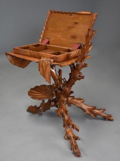 Superb rare late 19thc Italian finely carved pine Grotto work table