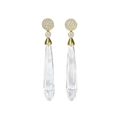 Susan Sadler Brilliant White Diamond Stud Detachable Rock Crystal Earrings Susan Sadler