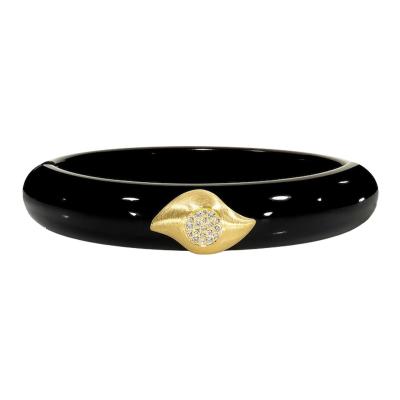 Susan Sadler Susan Sadler Magnetic Black Bakelite Diamond Gold Insight Cuff Bracelet