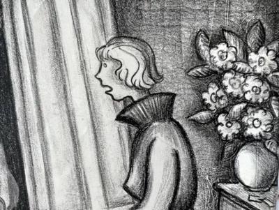 Susan Willard Flint Surprised Woman with Cactus 1920s Female Illustrator