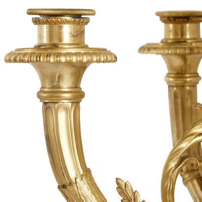 Susse Freres Pair of Neoclassical style gilt bronze candelabra by Susse Fr res