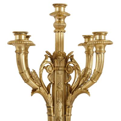 Susse Freres Pair of Neoclassical style gilt bronze candelabra by Susse Fr res