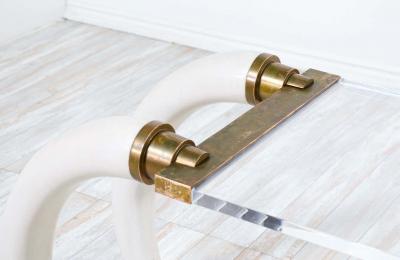 Suzanne Dahl and Jerry Barich 1970s Modernist Faux Elephant Tusk Brass Lucite Console Table