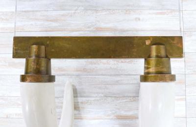 Suzanne Dahl and Jerry Barich 1970s Modernist Faux Elephant Tusk Brass Lucite Console Table