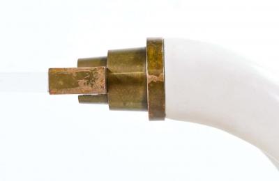 Suzanne Dahl and Jerry Barich 1970s Modernist Faux Elephant Tusk Brass Lucite Console Table