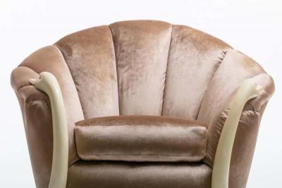 Suzanne Geismar Suzanne Geismar Swan Leda Lounge Chairs in Mink Velvet and Ivory Parchment Swans