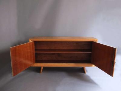 Suzanne Guiguichon French 1950s Sycamore and Original Fabric Buffet by Suzanne Guiguichon