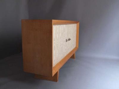 Suzanne Guiguichon French 1950s Sycamore and Original Fabric Buffet by Suzanne Guiguichon