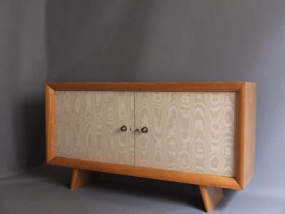 Suzanne Guiguichon French 1950s Sycamore and Original Fabric Buffet by Suzanne Guiguichon
