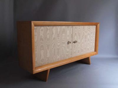 Suzanne Guiguichon French 1950s Sycamore and Original Fabric Buffet by Suzanne Guiguichon