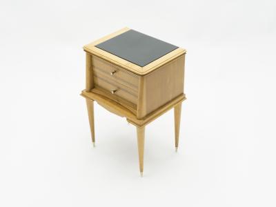 Suzanne Guiguichon French sycamore Night Stands 2 drawers Attr Suzanne Guiguichon 1950s