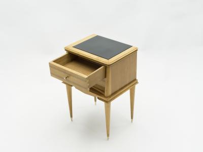 Suzanne Guiguichon French sycamore Night Stands 2 drawers Attr Suzanne Guiguichon 1950s