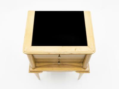 Suzanne Guiguichon French sycamore Night Stands 2 drawers Attr Suzanne Guiguichon 1950s