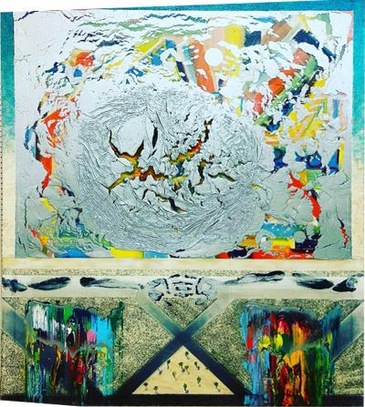 Suzanne Weinreich MONUMENTAL ABSTRACT POST MODERN COLORFUL PAINTING