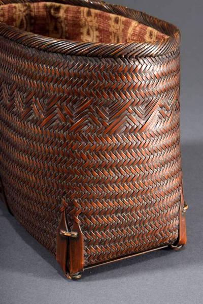 Suzuki Gengensai Japanese Hand Basket with Brocade Interior by Suzuki Gengensai