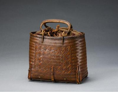 Suzuki Gengensai Japanese Hand Basket with Brocade Interior by Suzuki Gengensai