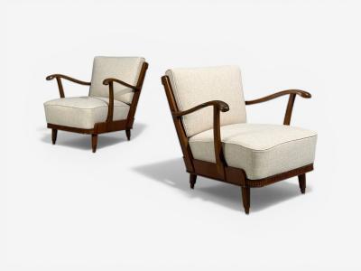 Svante Skogh Lounge Chairs Beige Linen Beech Sweden 1945