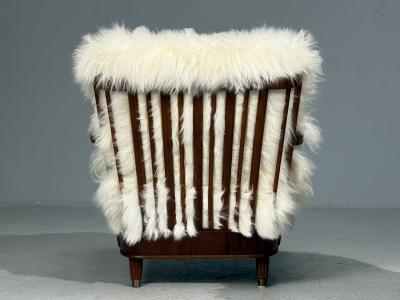 Svante Skogh Lounge Chairs Mongolian Fur Beech Sweden 1945
