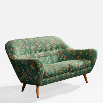 Svante Skogh Sofa with Wood and Fabric Sweden 1950s