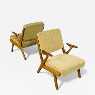 Svegards Makaryd Swedish Modern Wood Fabric Lounge Chairs Sweden 1960s