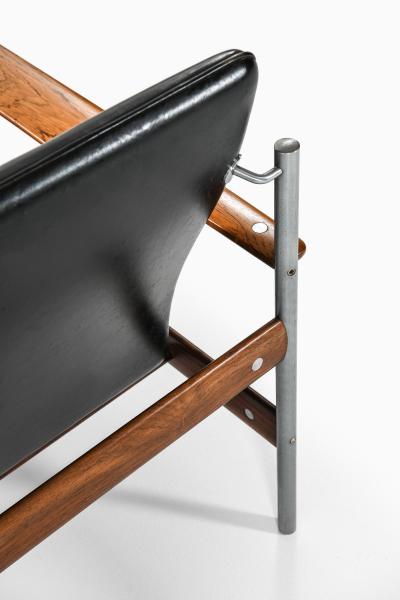 Sven Ivar Dysthe Pair of Rare Easy Chairs with Black Leather Seat by Sven Ivar Dysthe 1960s