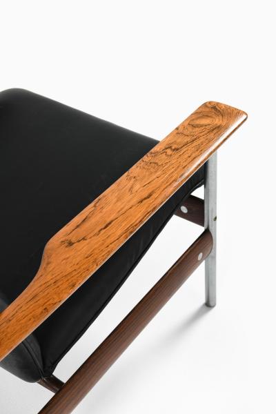 Sven Ivar Dysthe Pair of Rare Easy Chairs with Black Leather Seat by Sven Ivar Dysthe 1960s