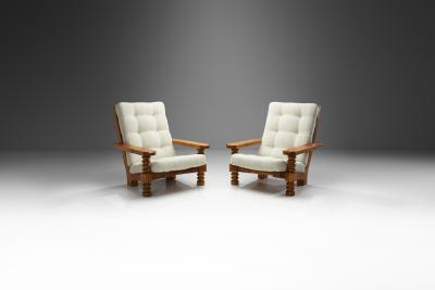 Sven Larsson Pair of T lja Armchairs with Sculpted Legs by Sven Larsson Sweden 1960s
