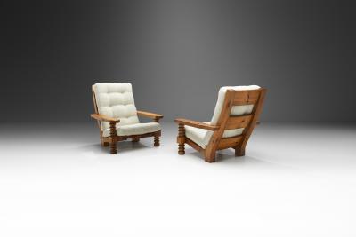 Sven Larsson Pair of T lja Armchairs with Sculpted Legs by Sven Larsson Sweden 1960s