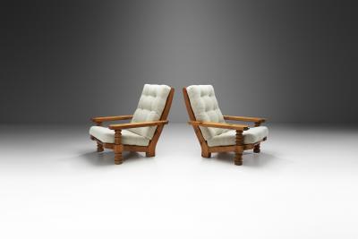 Sven Larsson Pair of T lja Armchairs with Sculpted Legs by Sven Larsson Sweden 1960s