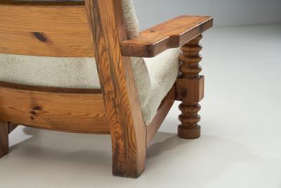 Sven Larsson Pair of T lja Armchairs with Sculpted Legs by Sven Larsson Sweden 1960s