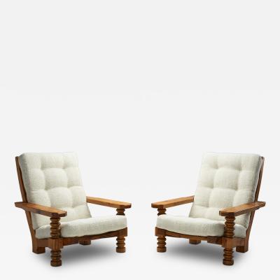 Sven Larsson Pair of T lja Armchairs with Sculpted Legs by Sven Larsson Sweden 1960s