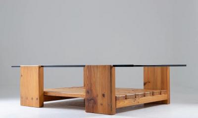 Sven Larsson Scandinavian Coffee Table in Pine and Glass by Sven Larsson