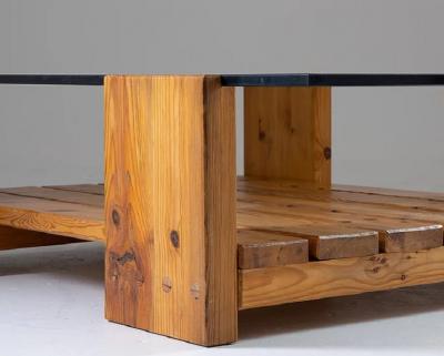Sven Larsson Scandinavian Coffee Table in Pine and Glass by Sven Larsson